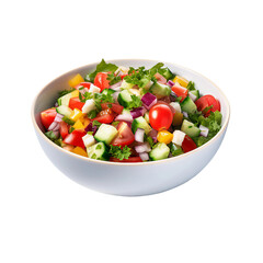 Colorful Chopped Salad in a Bowl Isolated on a Transparent Background