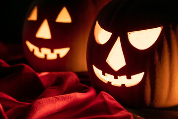Halloween pumpkin decoration with candle