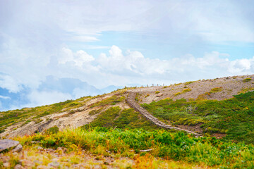 Fototapeta na wymiar landscape of mountains view with blue sky
