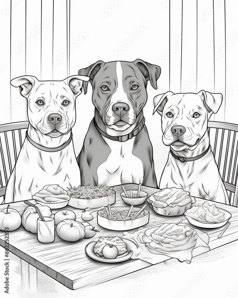 Wall mural Bull dogs in dining table