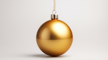  a golden christmas ornament hanging from a gold cord.  generative ai