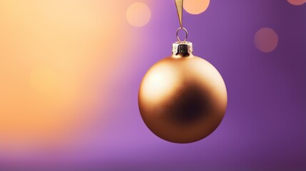  a shiny gold christmas ornament hanging from a string.  generative ai