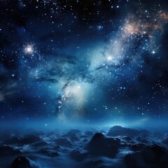 Cosmic milky way galaxy background with nebula, stardust and bright shining stars. Generative AI