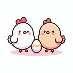 cute chicken and egg vector illustration