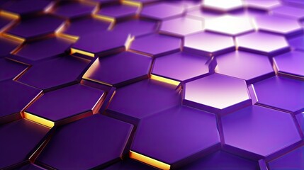  a purple and gold hexagonal background with gold highlights.  generative ai