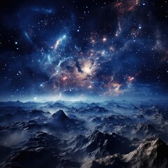 Fototapeta na wymiar Cosmic milky way galaxy background with nebula, stardust and bright shining stars. Generative AI