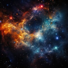 Cosmic milky way galaxy background with nebula, stardust and bright shining stars. Generative AI
