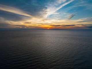 Beautiful skyline with orange color over the sea in Camiguin Island. Philippines.