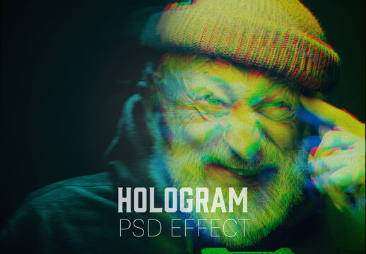 Hologram Photo Effect Mockup