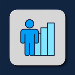 Filled outline Productive human icon isolated on blue background. Idea work, success, productivity, vision and efficiency concept. Vector