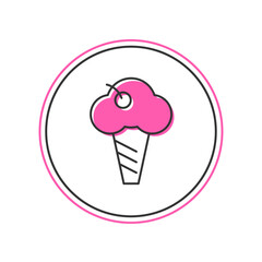Filled outline Ice cream in waffle cone icon isolated on white background. Sweet symbol. Vector