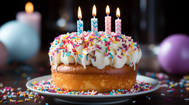 Birthday cake with sprinkles UHD wallpaper Stock Photographic Image