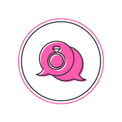 Filled outline Diamond engagement ring icon isolated on white background. Vector