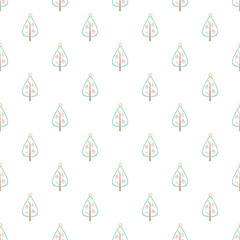 New Year's Tree seamless vector pattern