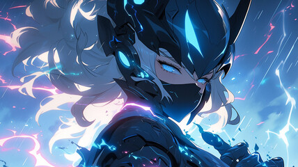 Urban Lo-fi Anime Character in a Futuristic Cyberpunk setting.