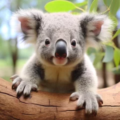 Gordijnen Cute koala in tree © suphakphen