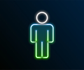 Glowing neon line User of man icon isolated on black background. Business avatar symbol user profile icon. Male user sign. Colorful outline concept. Vector