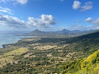 Panorama view on the west coast of Mauritius - seen from point sublime in Ebony Forest