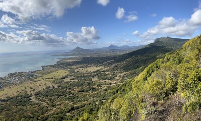Fototapeta na wymiar Panorama view on the west coast of Mauritius - seen from point sublime in Ebony Forest