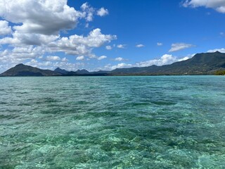 Turquoise water of Mauritian west coast