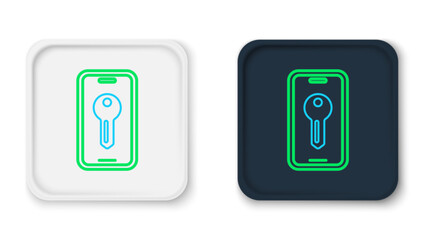 Line Smart key icon isolated on white background. Colorful outline concept. Vector
