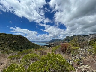 View of west coast around le Morne Brabant in Mauritius