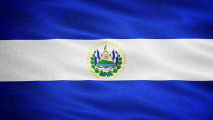 Waving Fabric Texture Of El Salvador National Flag Background