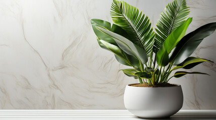 Blank clean white wall green ropical banana tree UHD wallpaper Stock Photographic Image