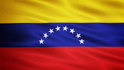Waving Fabric Texture Of Venezuela National Flag Background