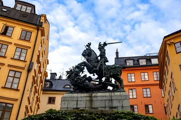 Fototapeten Statue Saint George and the Dragon Stockholm © Hans Malm