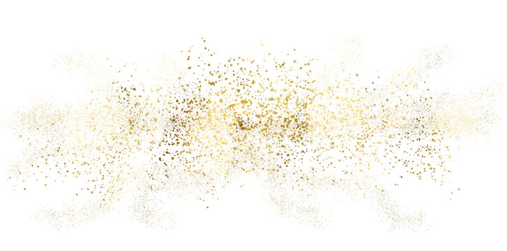 Gold sparkle splatter border . Gold Foil Frame Gold brush stroke on transparent background.	