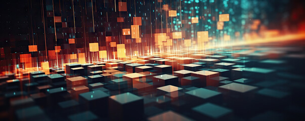 Abstract digital background. Can be used for technological processes, neural networks and AI, digital storages, sound and graphic forms, science, education, etc.