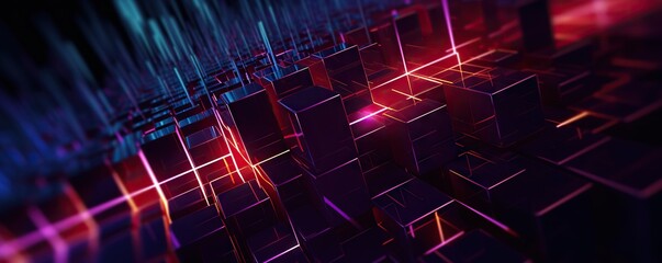 Fototapeta premium Abstract digital background. Can be used for technological processes, neural networks and AI, digital storages, sound and graphic forms, science, education, etc.