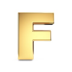 Simple gold font Letter F 3D