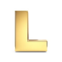 Simple gold font Letter L 3D