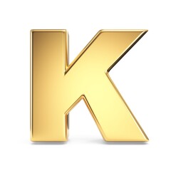 Simple gold font Letter K 3D