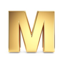 Simple gold font Letter M 3D