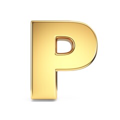 Simple gold font Letter P 3D