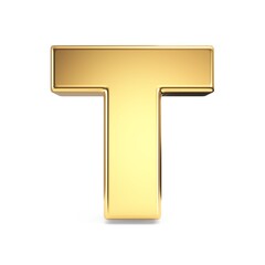 Simple gold font Letter T 3D