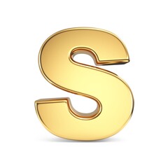 Simple gold font Letter S 3D