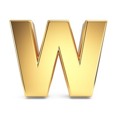 Simple gold font Letter W 3D