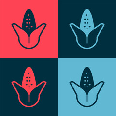 Pop art Corn icon isolated on color background. Vector