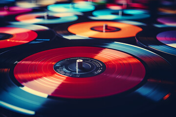 A Background with a Close-up of a Retro Vinyl Record