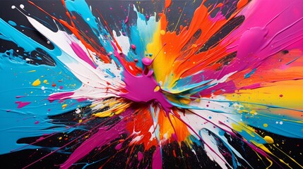 Paint a hypnotic canvas of neon splatters and vivid, abstract energy.