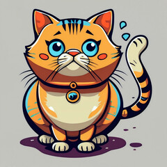 Cute cartoon style fat cat. Generative AI