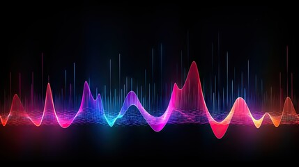  a colorful sound wave on a black background with a black background.  generative ai