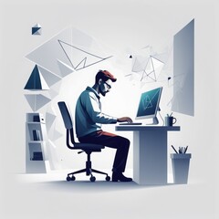businessman in the office. vector illustration. businessman in the office. vector illustration. hacker with laptop, hacking attack. hacker attack, cyber security, hacker attack, hacking, attack, malwa
