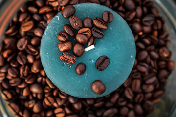 Close-ups of aromatic coffee beans