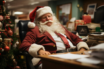 Business Santa Claus in a Festive Christmas Scene