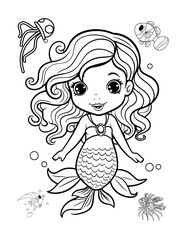 Mermaid Cute Baby Coloring Book